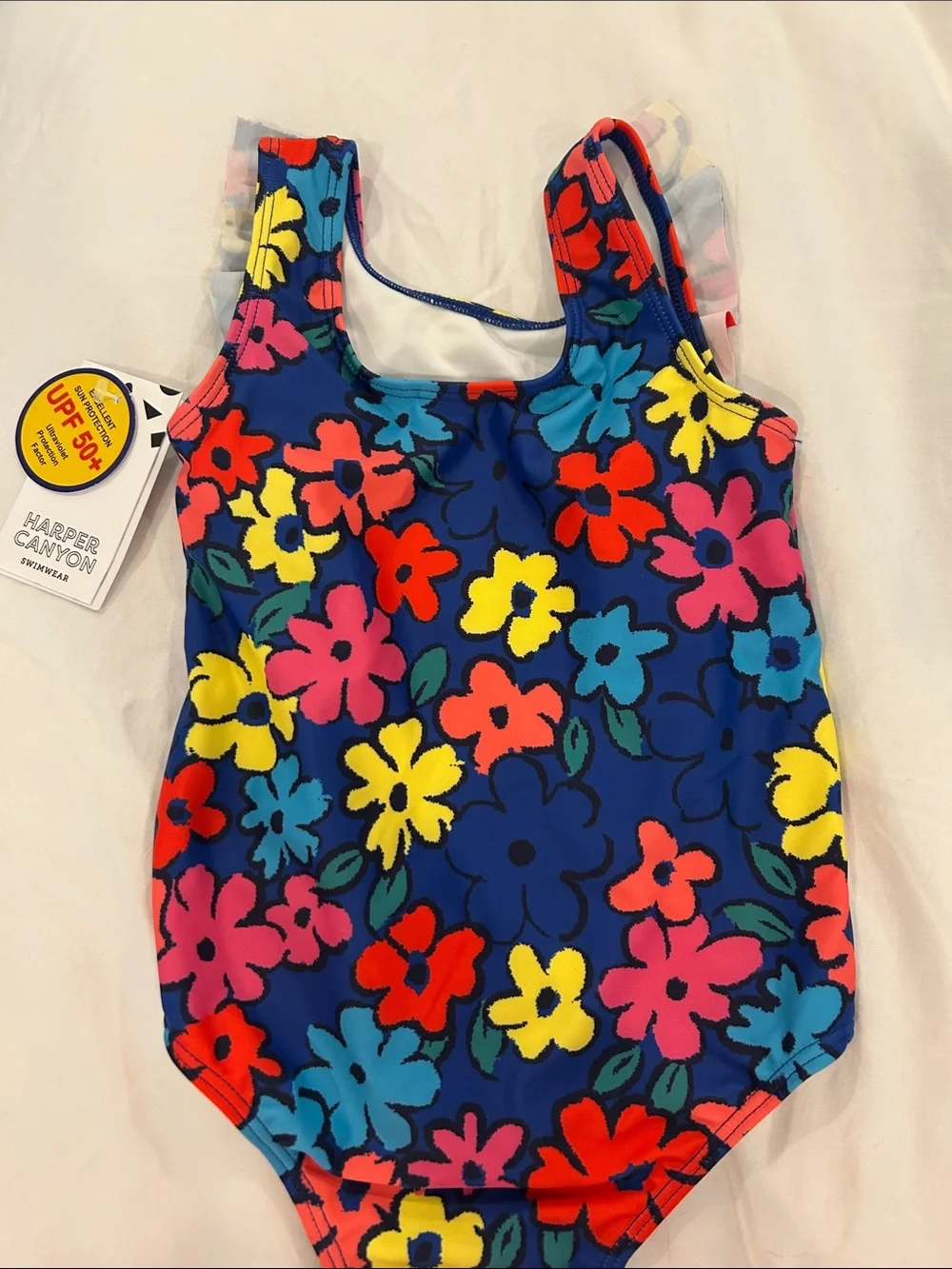 Nordstrom Kids Floral Ruffle One-Piece Swimsuit - Blue/Multi